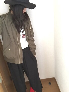 「しまむら（シマムラ）のアイテム（その他アウター、グリーン系）」を使った、haruさん（レディース・167cm）の春コーディネート