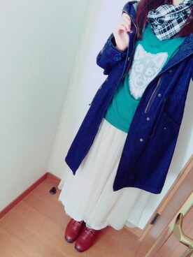 「しまむら（シマムラ）のアイテム（モッズコート）」を使った、haruさん（レディース・166cm）の春コーディネート