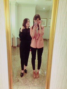 「RETRO GIRL（レトロガール）のアイテム（ジャケット/アウター、ピンク系）」を使った、haruさん（レディース・167cm）の春コーディネート
