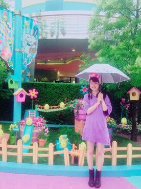 「SPINNS（スピンズ）のアイテム（Tシャツ/カットソー、パープル系）」を使った、haruさん（レディース・167cm）の夏コーディネート