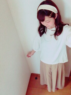 「earth music&ecology（アースミュージックアンドエコロジー）のアイテム（Tシャツ/カットソー、ホワイト系）」を使った、haruさん（レディース・167cm）の夏コーディネート