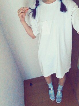 「RETRO GIRL（レトロガール）のアイテム（Tシャツ/カットソー、ホワイト系）」を使った、haruさん（レディース・167cm）の夏コーディネート