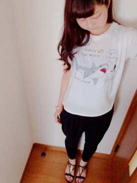 「RAY CASSIN（レイカズン）のアイテム（Tシャツ/カットソー、ホワイト系）」を使った、haruさん（レディース・167cm）の夏コーディネート
