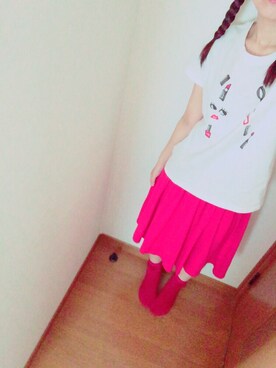 「tutuanna（チュチュアンナ）のアイテム（ソックス/靴下、レッド系）」を使った、haruさん（レディース・167cm）の夏コーディネート