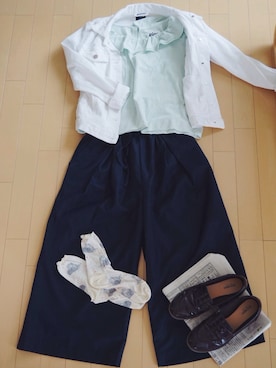 「ネコ」｜「アイテム（デニムジャケット）」を使った、Yさん（レディース・155cm）の夏コーディネート