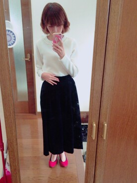 「ベルベットパンツ」｜まいまいさん（レディース・148cm）の秋コーディネート