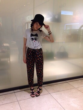 「INGNI（イング）のアイテム（Tシャツ/カットソー、ベージュ系）」を使った、*くまちゃん*さん（レディース）の夏コーディネート