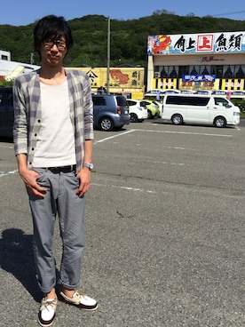 「N.HOOLYWOOD（N.ハリウッド）のアイテム（カーディガン/ボレロ）」を使った、 Tatuさん（メンズ・187cm）の春コーディネート