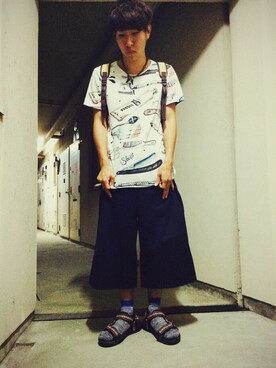「niko and...（ニコアンド）のアイテム（Pants、ブルー系）」を使った、ざっきーーーーーさん（メンズ・171cm）の夏コーディネート
