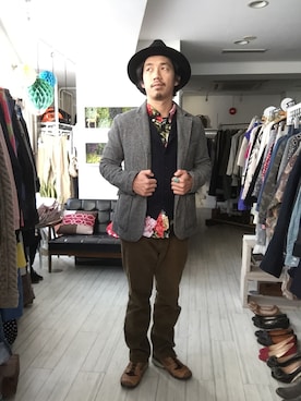 「ツイードジャケット」｜松尾 雅史さん（メンズ・171cm・30代）の秋コーディネート