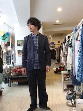 「FRANK LEDER（フランクリーダー）のアイテム（ジャケット/アウター）」を使った、松尾 雅史さん（メンズ・171cm）の春コーディネート