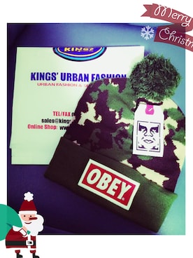 「OBEY」｜「アイテム（ニットキャップ/ビーニー）」を使った、michaelaさん（レディース・153cm）の冬コーディネート
