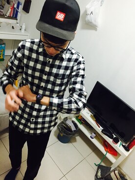 「SQUAD（スクアッド）のアイテム（帽子）」を使った、Bennyさん（メンズ・175cm）の冬コーディネート