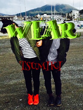 「adidas（アディダス）のアイテム（スニーカー、レッド系）」を使った、つみき。さん（レディース）の秋コーディネート