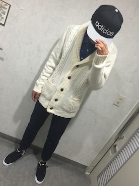 「しまむら（シマムラ）のアイテム（チノパンツ）」を使った、11hrk22さん（メンズ・170cm）の冬コーディネート