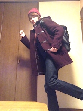 「アイテム（ダッフルコート）」を使った、加藤永遠さん（メンズ・180cm・10代）の秋コーディネート