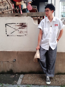 「TALKING ABOUT THE ABSTRACTION（トーキング　アバウト　ジ　アブストラクション）のアイテム（バッグ）」を使った、COPE(コペ)さん（メンズ・175cm）の秋コーディネート