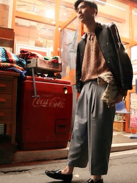 「TALKING ABOUT THE ABSTRACTION（トーキング　アバウト　ジ　アブストラクション）のアイテム（バッグ）」を使った、COPE(コペ)さん（メンズ・175cm）の秋コーディネート