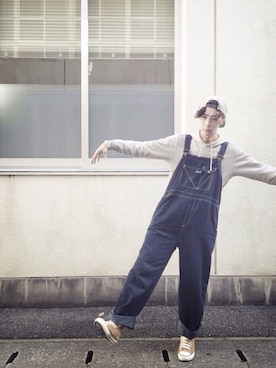 「チャンピオン パーカー」｜「アイテム（レッグウェア）」を使った、COPE(コペ)さん（メンズ・174cm）の冬コーディネート