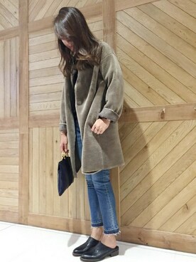 「JOURNAL STANDARD relume（ジャーナルスタンダード　レリューム）のアイテム（ムートンコート）」を使った、JOURNAL STANDARD relume町田店スタッフさん（レディース・160cm）の秋コーディネート