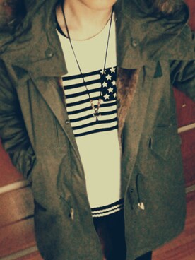 「HARE（ハレ）のアイテム（モッズコート）」を使った、Y.U.K.I.Y.A.さん（メンズ・181cm）の春コーディネート