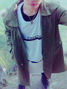 「HARE（ハレ）のアイテム（モッズコート）」を使った、Y.U.K.I.Y.A.さん（メンズ・181cm）の秋コーディネート