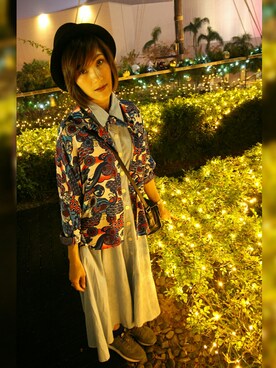 「MONKI（モンキ）のアイテム（マフラー）」を使った、Sandy_Yauさん（レディース・157cm）の冬コーディネート