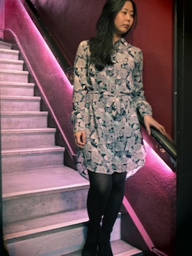 「フラワープリント」｜「アイテム（タイツ/ストッキング）」を使った、ASOS_Miwakoさん（レディース・158cm）の春コーディネート