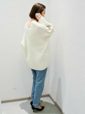 plage プラージュ アラン Vネックプルオーバー オフホワイト plage（プラージュ）の「アラン Vネックプルオーバー◇（ニット