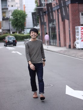 「SAINT JAMES（セントジェームス）のアイテム」を使った、オゴシヒロキさん（メンズ・168cm）の秋コーディネート