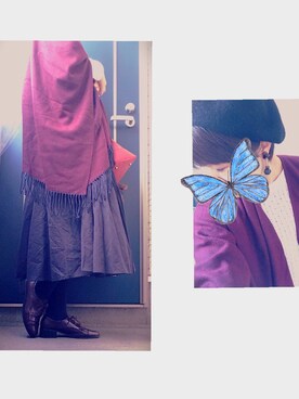 「オリエンタルトラフィック」｜「アイテム（ハンチング/ベレー帽）」を使った、ハルさん（レディース・167cm）の秋コーディネート