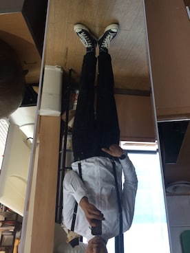 「H&M（エイチ・アンド・エム）のアイテム（サスペンダー）」を使った、teil_kさん（メンズ・177cm）の春コーディネート