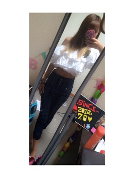 「CECIL McBEE（セシルマクビー）のアイテム（シャツ/ブラウス、ホワイト系）」を使った、さあやさん（レディース・156cm）の秋コーディネート