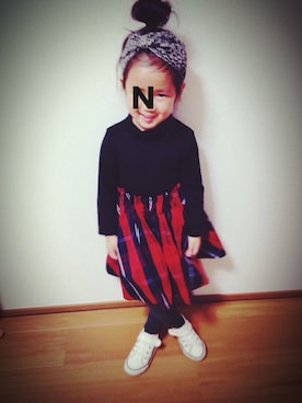 「タータンチェック」｜Nai.85さん（キッズ・100cm）の冬コーディネート