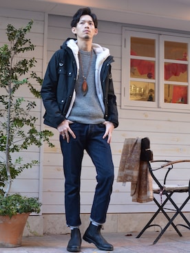 「BEAMS PLUS（ビームスプラス）のアイテム（アクセサリー）」を使った、tonoさん（メンズ・185cm）の冬コーディネート