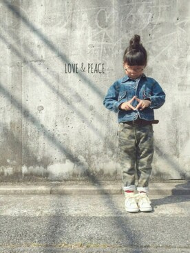 「ラブ＆ピース2016」｜「アイテム（デニムジャケット）」を使った、たからものさん（キッズ・120cm）の秋コーディネート