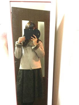 「Rouge vif（ルージュヴィフ）のアイテム（ライダースジャケット）」を使った、kaoriさん（レディース・160cm）の冬コーディネート