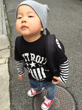 「DENIM BAR（デニム　バー）のアイテム」を使った、K★GA.さん（キッズ・80cm）の春コーディネート