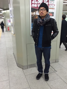 「A.P.C.」｜「アイテム（スタジャン）」を使った、panachikunさん（メンズ・172cm）の冬コーディネート