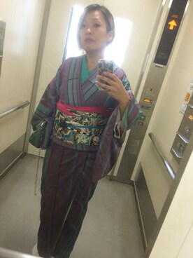 「アイテム（浴衣、グリーン系）」を使った、Tomomi  Kakudoさん（レディース・155cm）の秋コーディネート