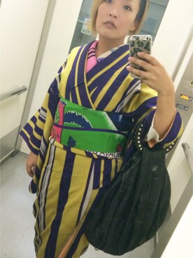 「アイテム（浴衣、グリーン系）」を使った、Tomomi  Kakudoさん（レディース・155cm）の秋コーディネート