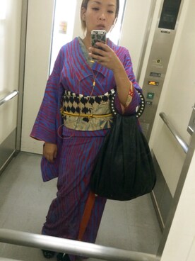 「アイテム（浴衣、グリーン系）」を使った、Tomomi  Kakudoさん（レディース・155cm）の秋コーディネート