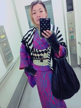 「アイテム（浴衣、グリーン系）」を使った、Tomomi  Kakudoさん（レディース・155cm）の秋コーディネート