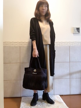 「NOLLEY’S（ノーリーズ）のアイテム（サロペット/オーバーオール）」を使った、yosuiさん（レディース・156cm）の秋コーディネート