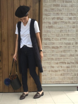 「JELLY BEANS（ジェリービーンズ）の【Made in Japan】ビットローファーミュール(112-7220)JELLY BEANS(ジェリービーンズ)（サンダル）」を使った、Riiisaさん（レディース・158cm）の秋コーディネート