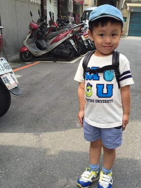 「no brand（ノーブランド）のアイテム（キャスケット）」を使った、Duduさん（キッズ・100cm）の夏コーディネート
