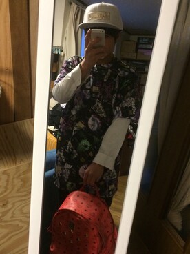 「柄物」｜「アイテム（帽子）」を使った、しゅーん、さん（メンズ・161cm）の春コーディネート