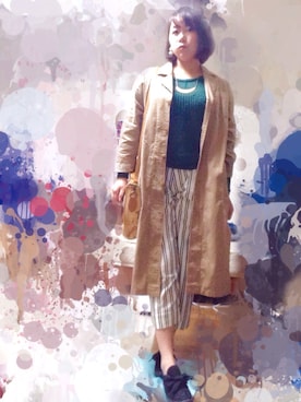 「モスグリーン」｜「アイテム（その他アウター）」を使った、ysm☻さん（レディース・157cm）の秋コーディネート