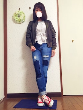 「アイテム（アナログ腕時計、ブルー系）」を使った、ysm☻さん（レディース・157cm）の春コーディネート