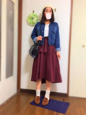 「ウエストイン」｜「アイテム（ハンチング/ベレー帽）」を使った、ysm☻さん（レディース・157cm）の秋コーディネート